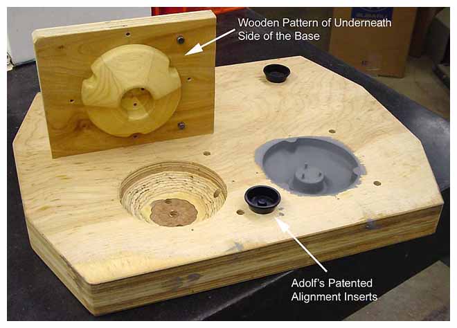 Wooden pattern beneath base