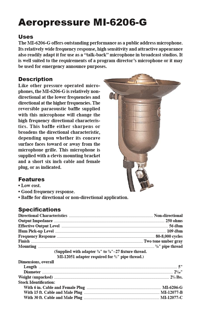 RCA Aeropressure specifications