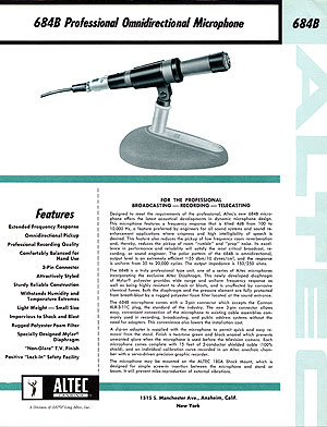 Altec 684B specification sheet