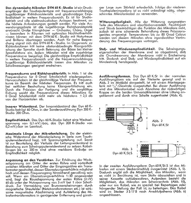 The Siemens AKG DYN 60K-ST specifications