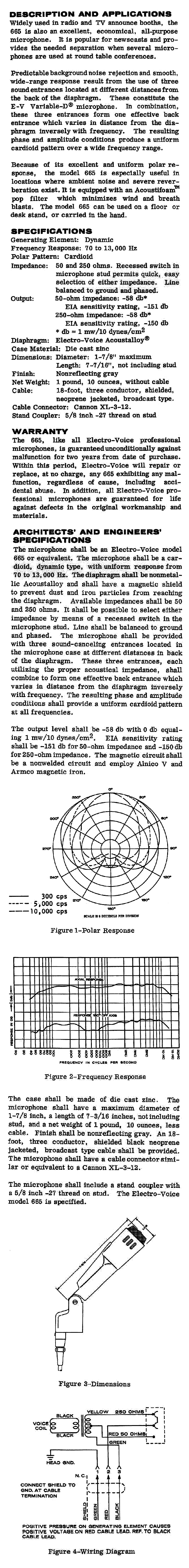 The Electro-Voice 665 specifications