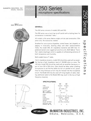 McMartin 250 specification sheet
