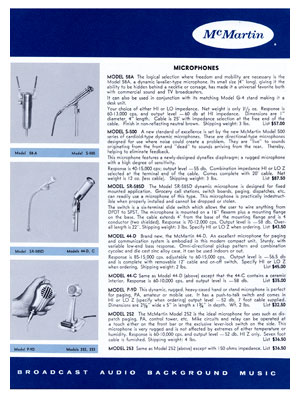 McMartin microphone price list