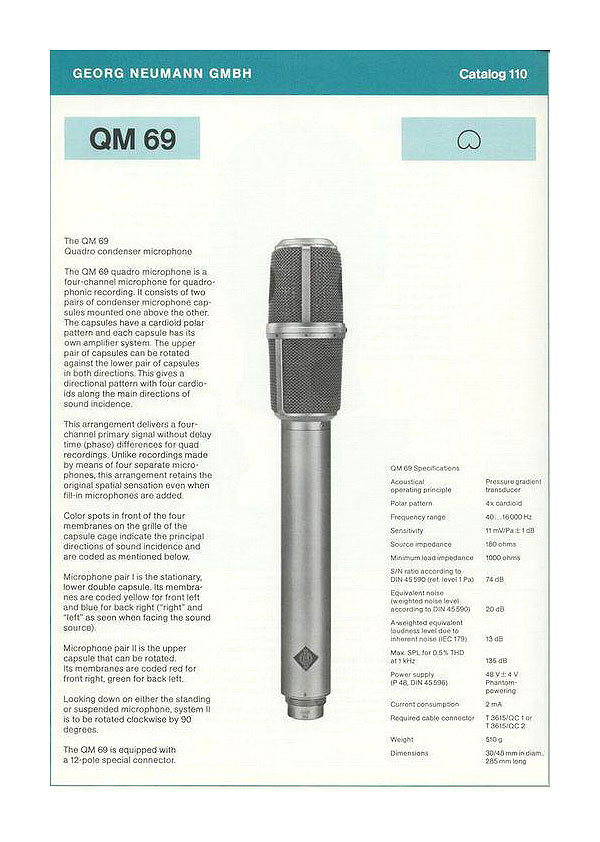 Neumann QM 69 specification sheet