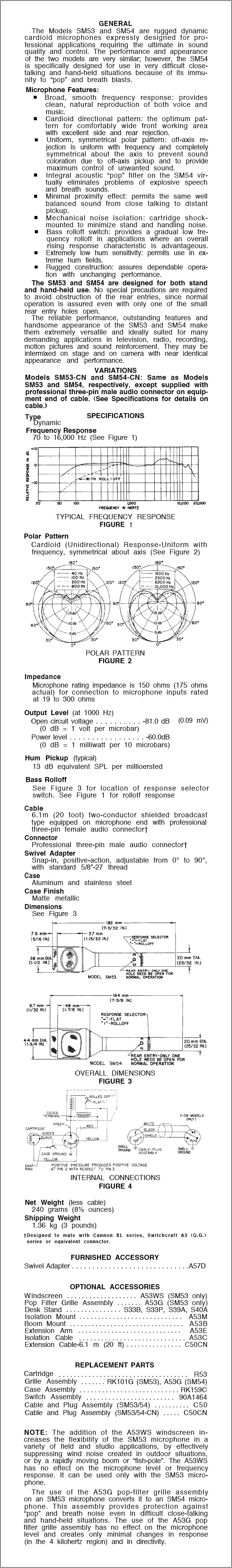 Shure SM54 technical specifications